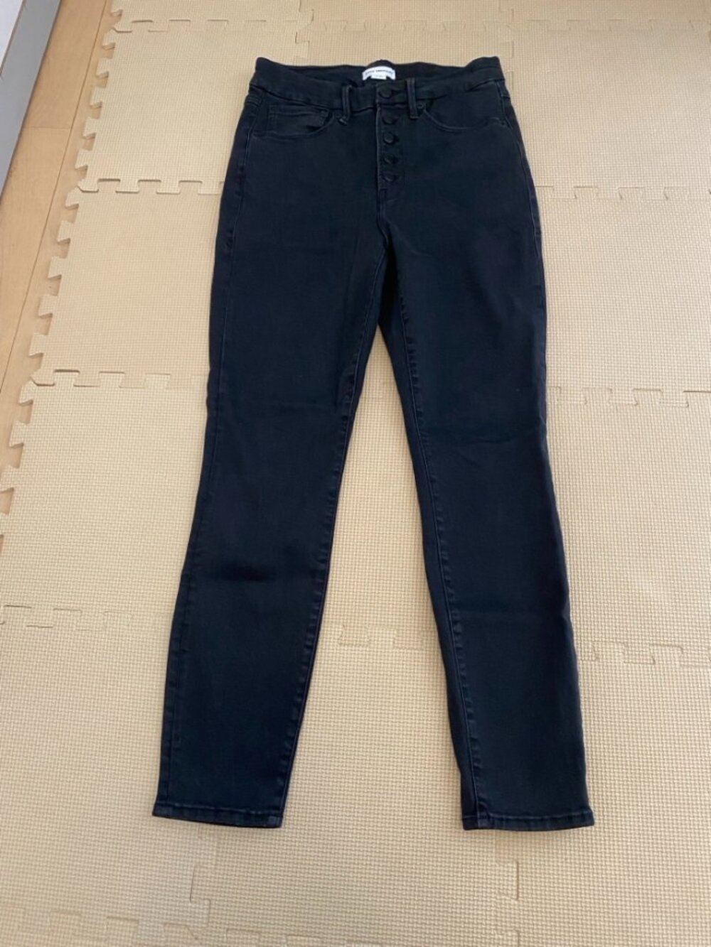 Good American Black Button Fly Skinny Jeans Size 6-12